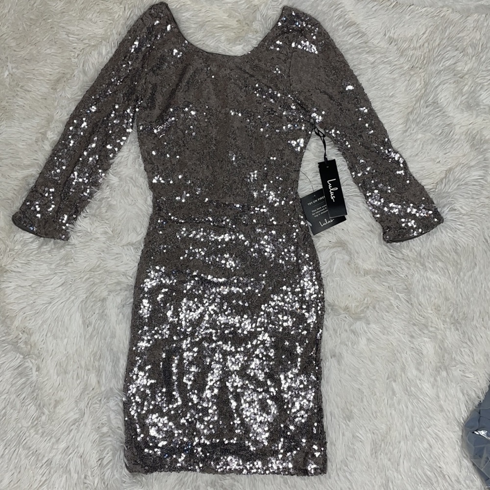 NEW!! Lulu’s purple silver sequin dress.
